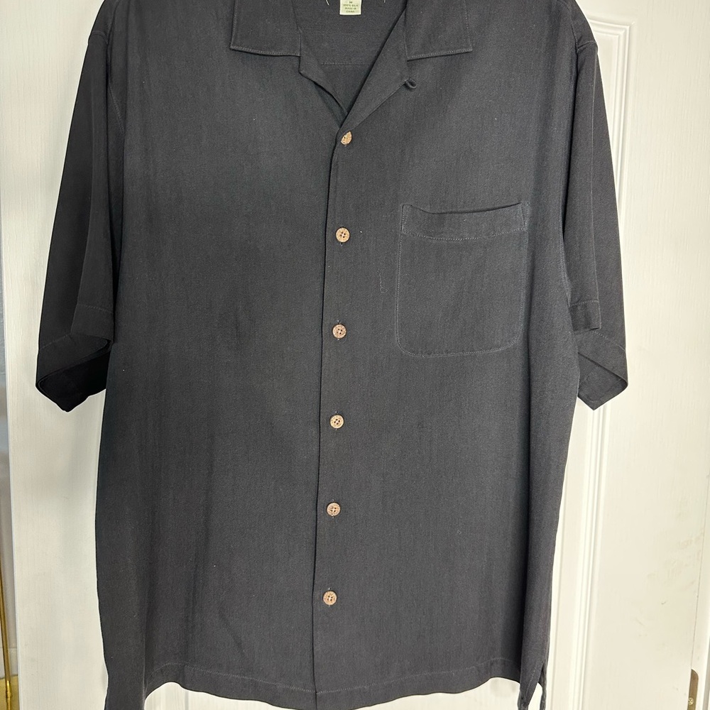 Tommy Bahama Black Button Down Shirt Relaxed Fit, Men's Medium